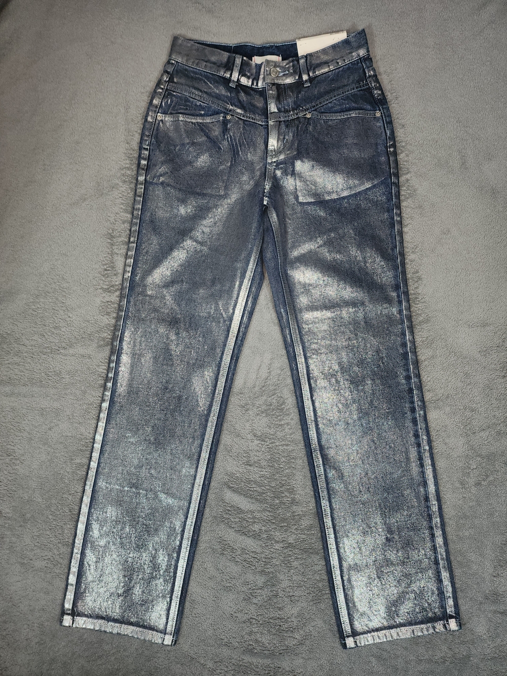 BDG Metallic Blue Straight-Leg Jeans